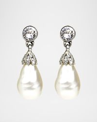 Baroque Glass-Pearl Crystal Drop Earrings