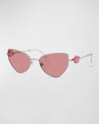 Full-Cut Crystal Metal Cat-Eye Sunglasses