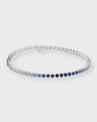 Rainbow 18K White Gold Ombré Blue Sapphire Tennis Bracelet