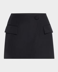 Asymmetric Grain De Poudre Mini Wrap Skirt