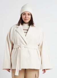 Gina Tricot - Manteau col tailleur ceinturé - Taille 2XL - Blanc