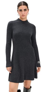 Theory Traveling Rib Dress Charcoal P