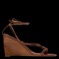 Ba&sh - Sandales compensées en cuir mélangé - Taille 41 - Marron