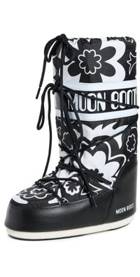 Moon Boot Icon Flower Boots Black/White 35/38