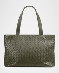 Men's Small Intrecciato Leather Zipped Tote Bag