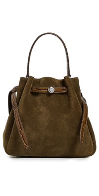 Tory Burch Romy Suede Bucket Bag Deep Olive One Size