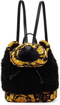 Versace Kids Black & Yellow Barocco Teddy Backpack