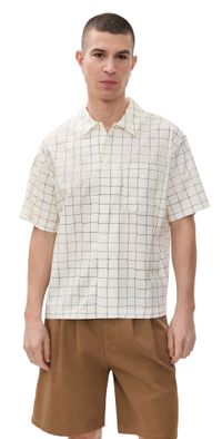 FRAME Short Sleeve Vintage Print Shirt Cream Multi S