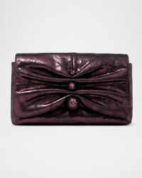 Ruched Crystal Leather Crossbody Bag