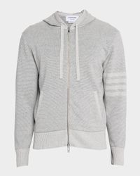 Men's Cotton 4-Bar Stripe Sleeve Full-Zip Hoodie