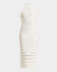 Joanne Sequined Halter Bandage Midi Dress