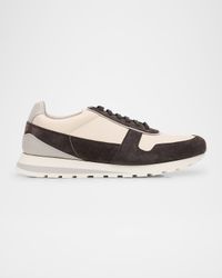 Men's Washed Suede and Calfskin Runner Sneakers