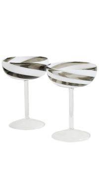 FAZEEK Swirl Coupe Glasses Set of 2 Black/White One Size