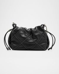 Monili-Trim Quilted Leather Bucket Bag