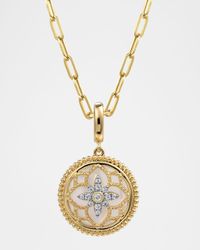 14K Yellow Gold Bujukan Diamond and Mother of Pearl Medallion Pendant, 18mm