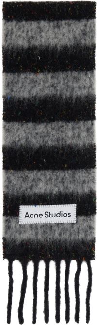 Acne Studios Écharpe noir et gris à rayures