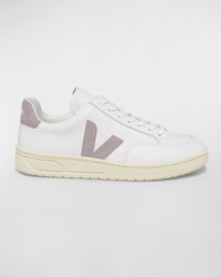 V-12 Mixed Leather Low-Top Sneakers