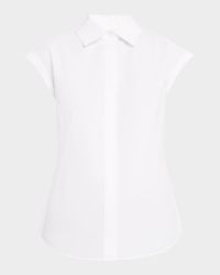 Fitted Cap-Sleeve Cotton Shirt