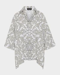 Wide Short-Sleeve Shirt With Collar (Mid Plus Length)