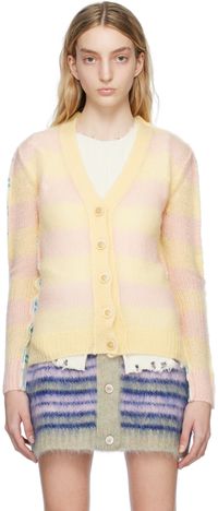 Marni Yellow & Off-White Paneled Cardigan
