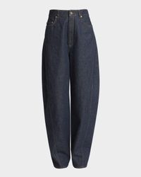 Mid-Rise Barrel-Leg Denim Cocoon Trousers