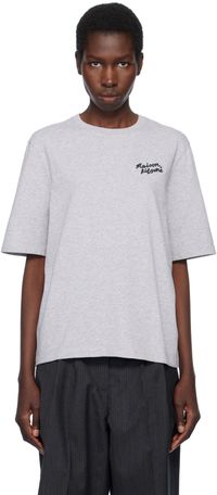 Maison Kitsuné Gray 'Maison Kitsuné' Handwriting Comfort T-shirt