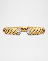 Sculpted Cable Bracelet with Diamonds in 18K Gold, 10mm