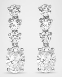 Round and Oval Lab Grown Diamond 18K White Gold Earrings