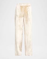 Shiny Velvet Straight-Leg Trousers