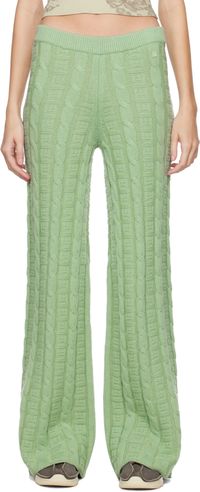 Acne Studios Pantalon vert en tricot câblé