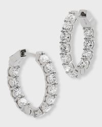 18K White Gold Diamond Small Hoop Earrings, 4.51tcw, 0.8"L