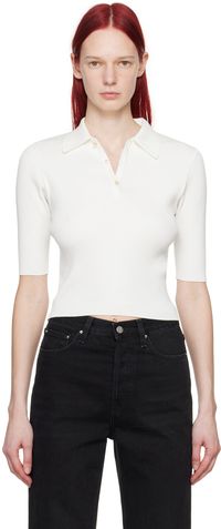 AURALEE Polo blanc en tricot côtelé