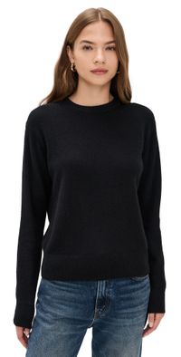 White & Warren Cashmere Crew Black M