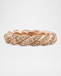 Sculpted Cable Flex Band Ring with Diamonds in 18K Rose Gold, 5mm
