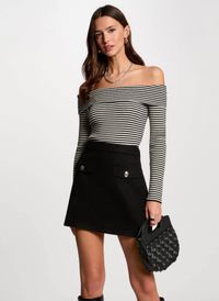 Morgan - Robe courte col bardot - Taille 44 - Noir