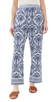 FARM Rio Blue Tropical Cameo Off-White Pajama Pants Blue Tropical Cameo Off-White L
