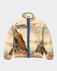 Men's Landscape-Print Fleece Jacket