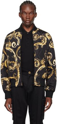 Versace Jeans Couture Black Chromo Couture Reversible Bomber Jacket