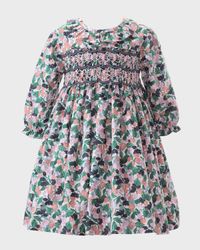 Girl's Berry Floral Smocked Dress, Size 6M-24M