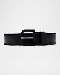 Men's Velvet-Trim Leather Belt