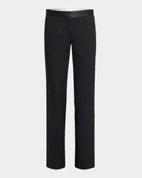 Mid-Rise Side Panel Straight-Leg Trousers