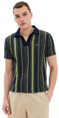 Nicholas Daley Rugby Striped Polo Navy/Mint S