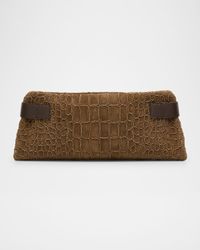 Essense Bead-Embroidered Suede Clutch Bag