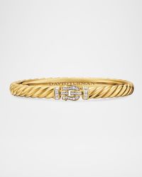 Sculpted Cable Buckle Bracelet with Diamonds in 18K Gold, 6mm