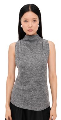 Proenza Schouler White Label Cynthia Top in Wool Jersey Grey Melange 0