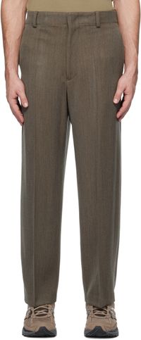 YLÈVE Brown Wool & Rayon Twill Trousers