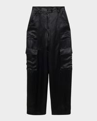 Beatriz Faux Leather Wide-Leg Cargo Pants