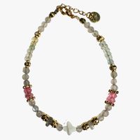 Ginandger - Bracelet labradorite, nacre, topaze rose - Taille Unique - Bleu