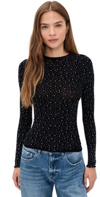 Free People Night Sky Long Sleeve Tee Black M/L