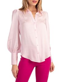 Women's Sagittarius Silk-Blend Blouse - Polar Pink - Size Medium